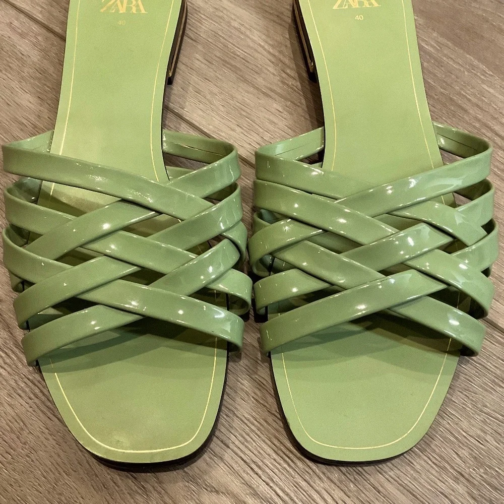 ZARA Green Glossy Sandal Size EU40 US 9 - Picture 5 of 8